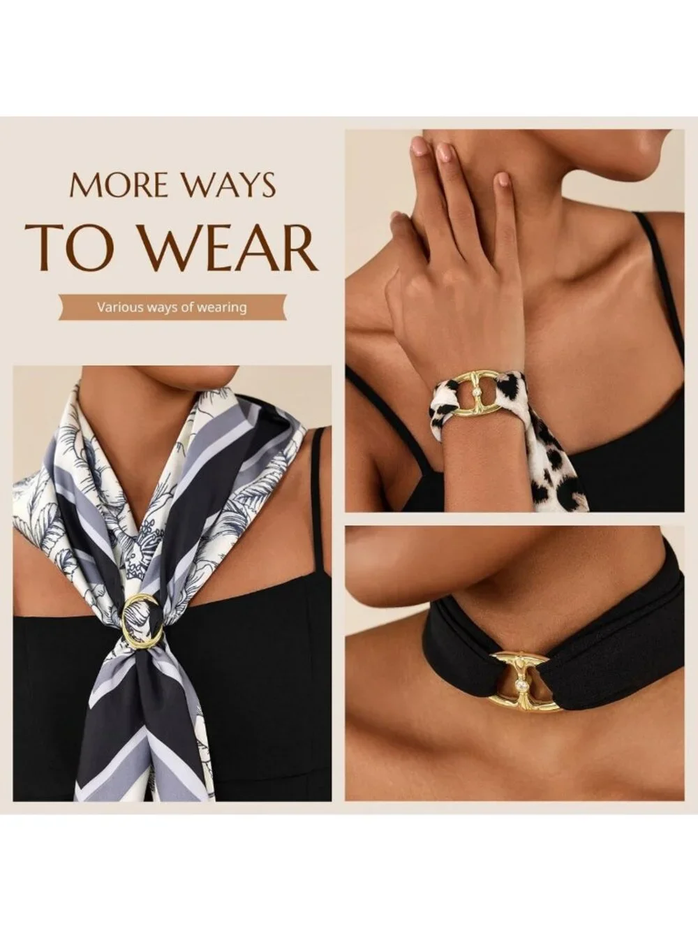 Elegant Oval Silk Scarf Ring - 18K Gold Plated Accessory for Women